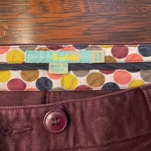 Boden Moleskin flare leg pants in deep purple/wine color, US Size 8 Long
